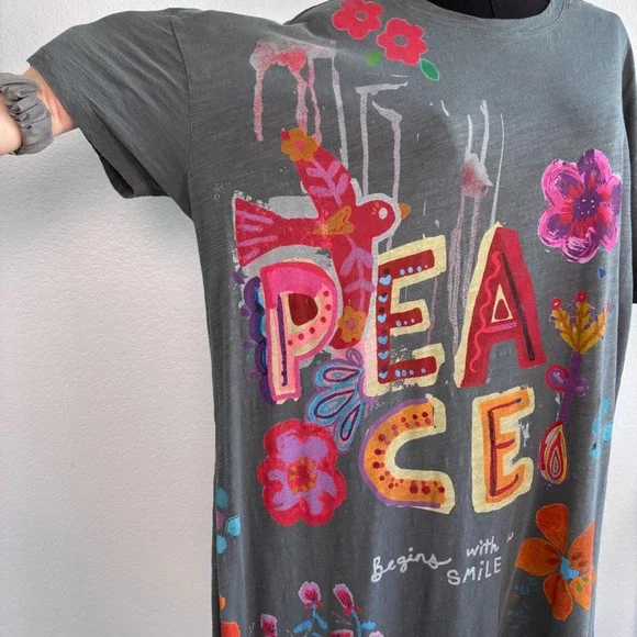 NATURAL LIFE | Life is a Canvas Maxi T-shirt Dress, Medium, Cotton, Peace - Picture 10 of 16